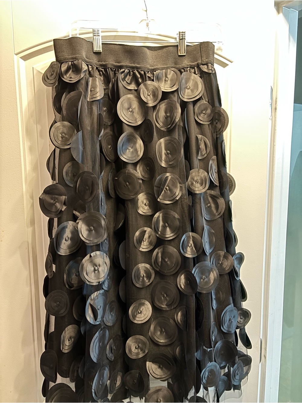 Black Circle Appliqué Tulle Skirt